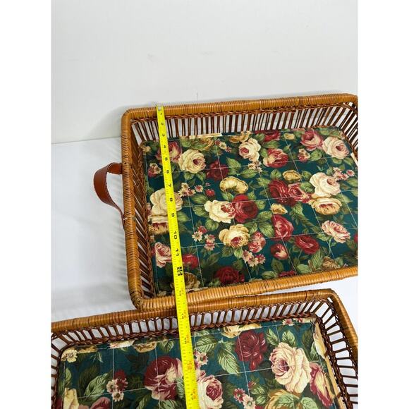 Vintage Wicker Serving Trays with Fabric Liner (set of 2) - Picture 6 of 10